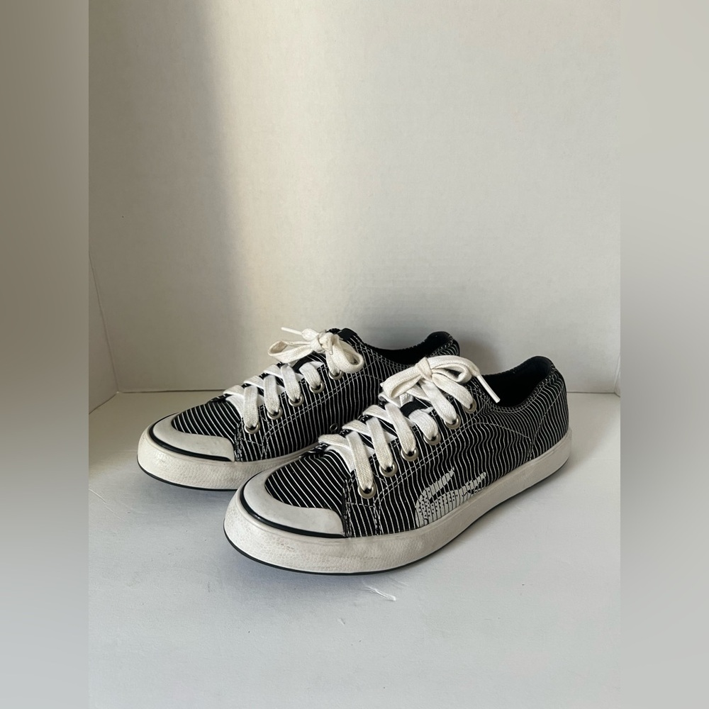 Lacoste Black and White Striped Sneakers
